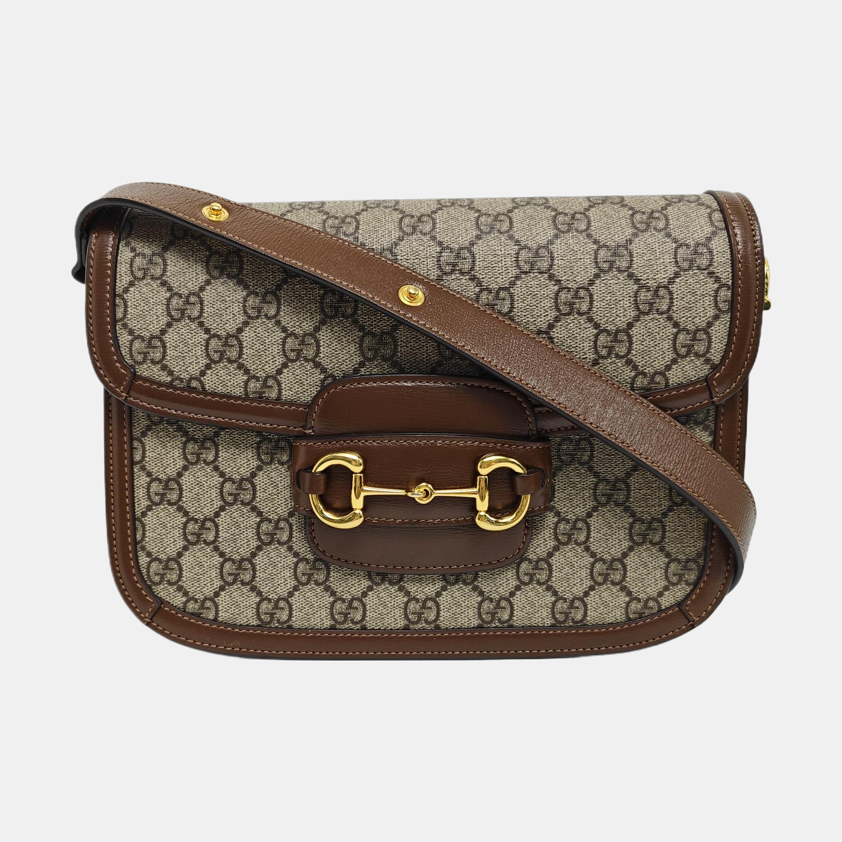 Horsebit 1955 Medium Monogram Coated Canvas Beige