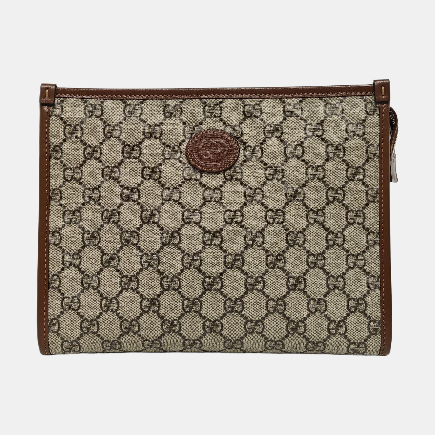 Monogram Coated Canvas Clutch Beige