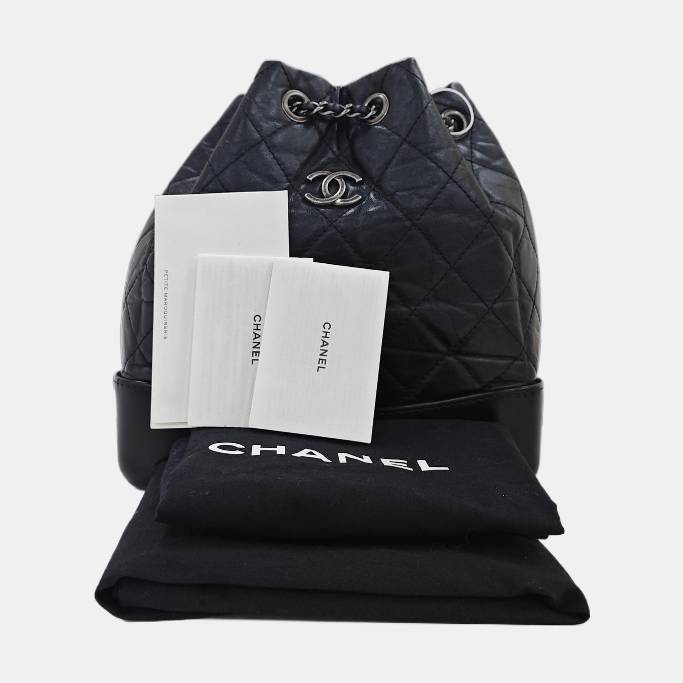 Quilted Calfskin Bucket Bag Black