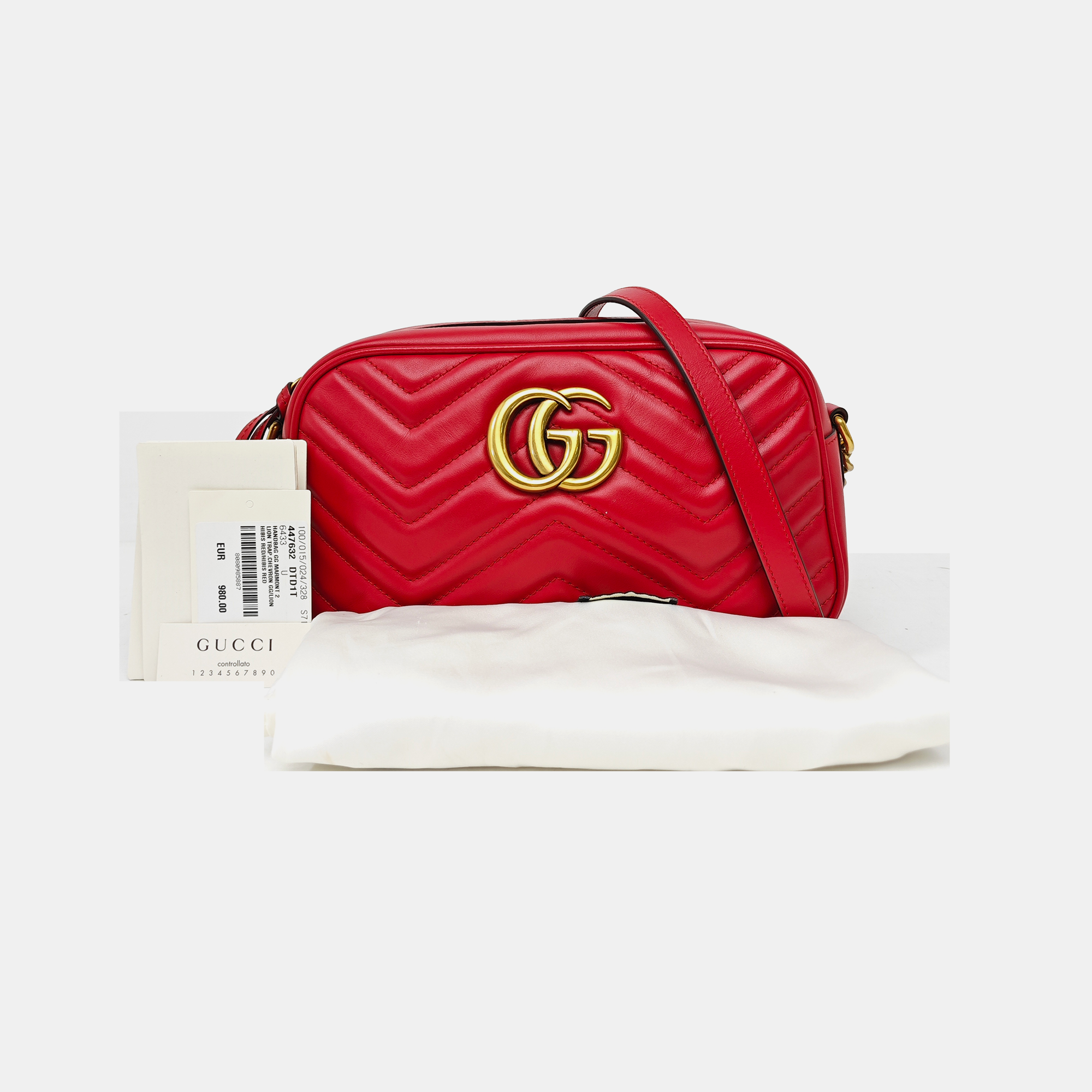 GG Marmont Small Quilted Calfskin Red