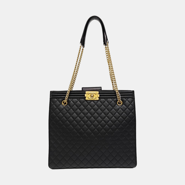 Quilted Calfskin Shoulder Bag Black