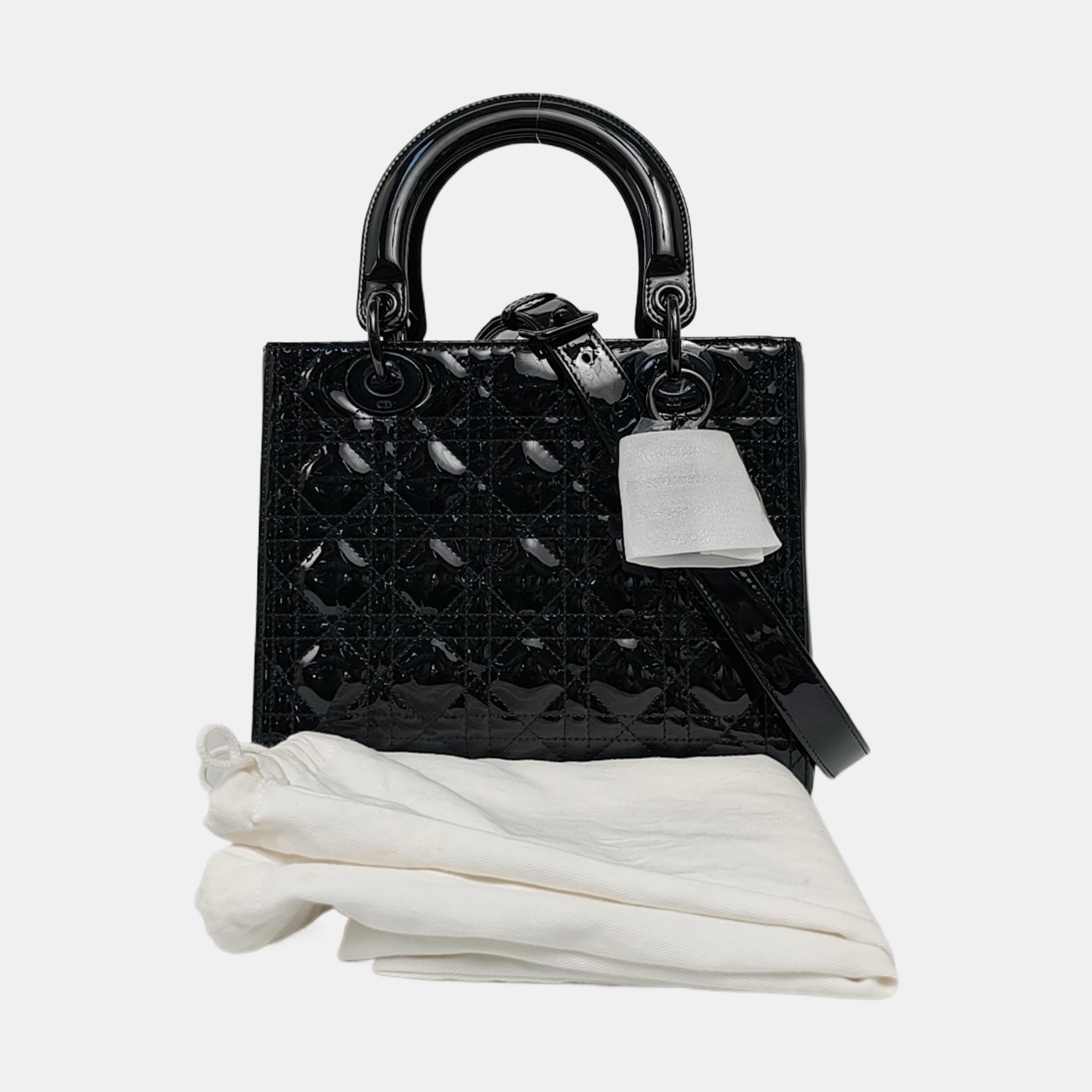 Lady Dior Medium Cannage Patent Leather Green