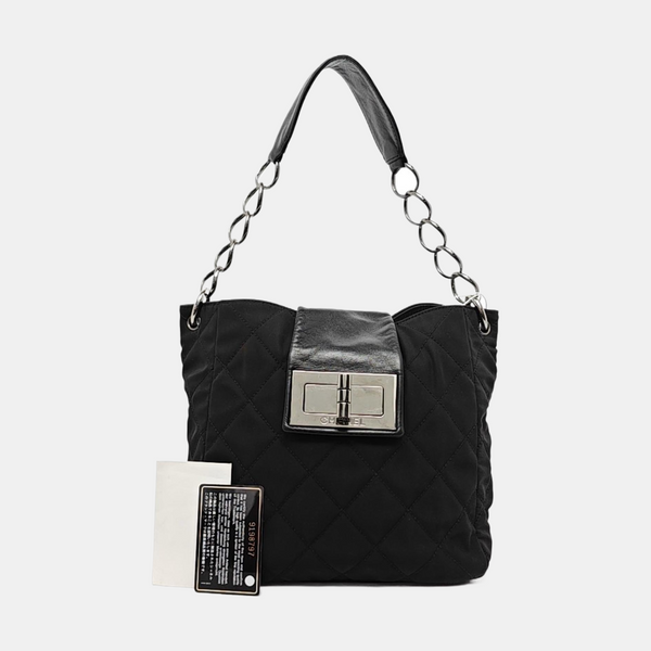 Authenticated pre-owned  2.55 Quilted Nylon Black - Top Handle Bag at Looply