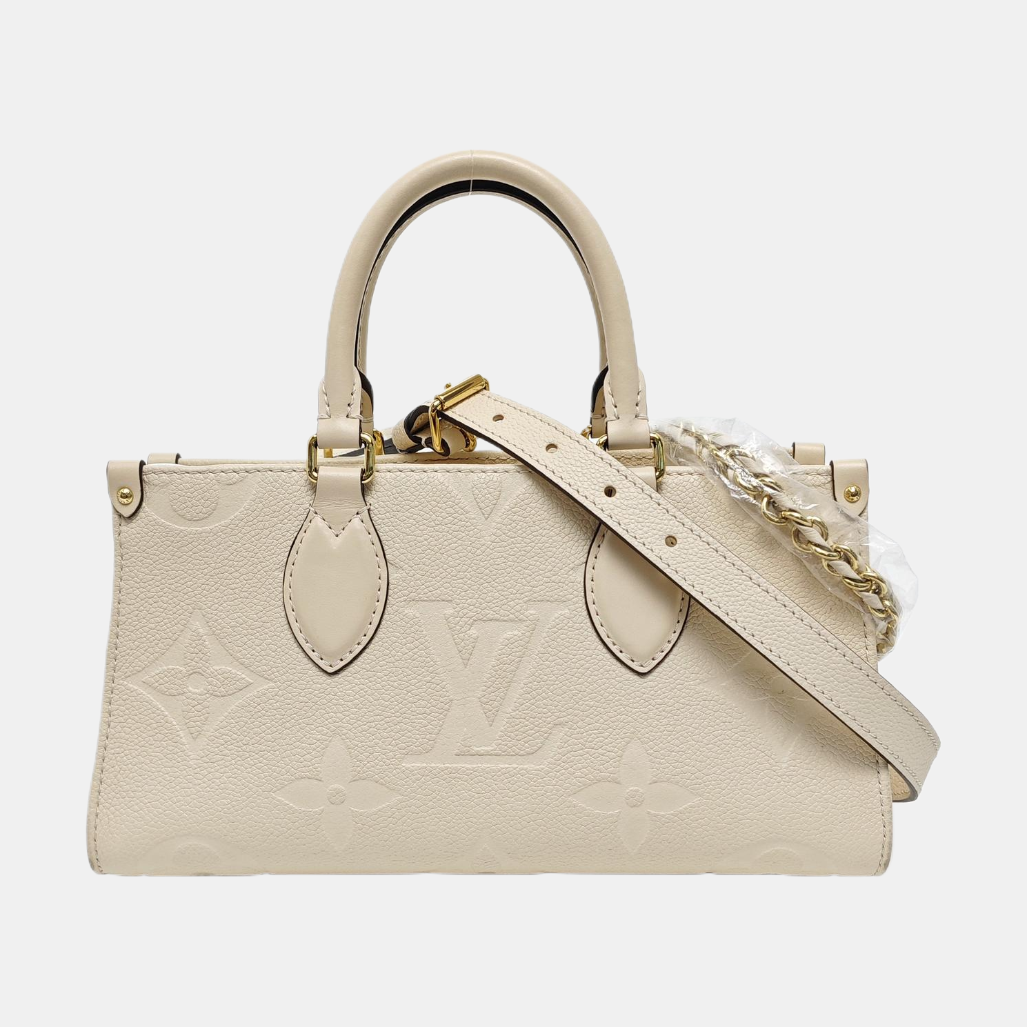 ONTHEGO EAST WEST Monogram Calfskin Beige