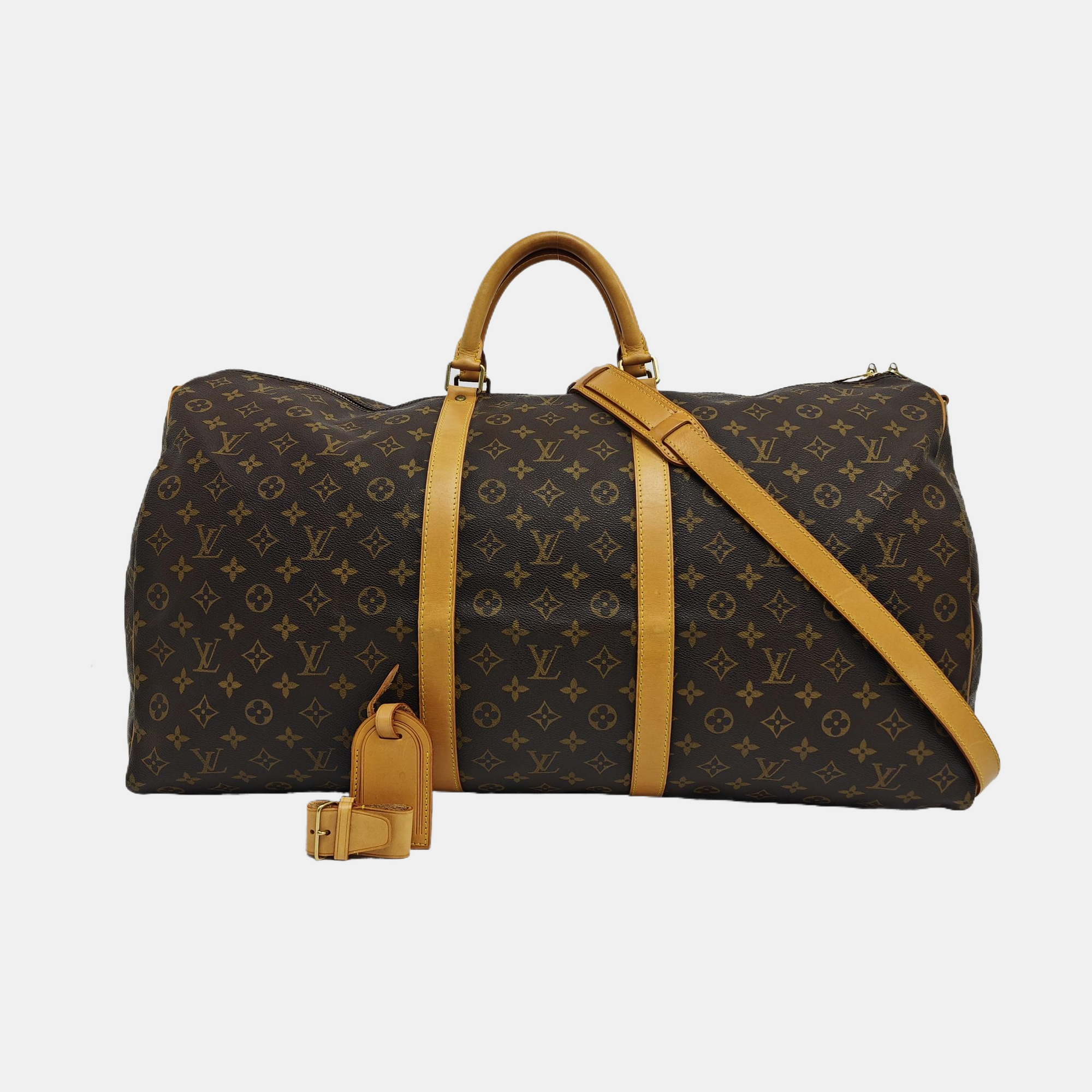 KEEPALL 60 Monogram Coated Canvas Brown