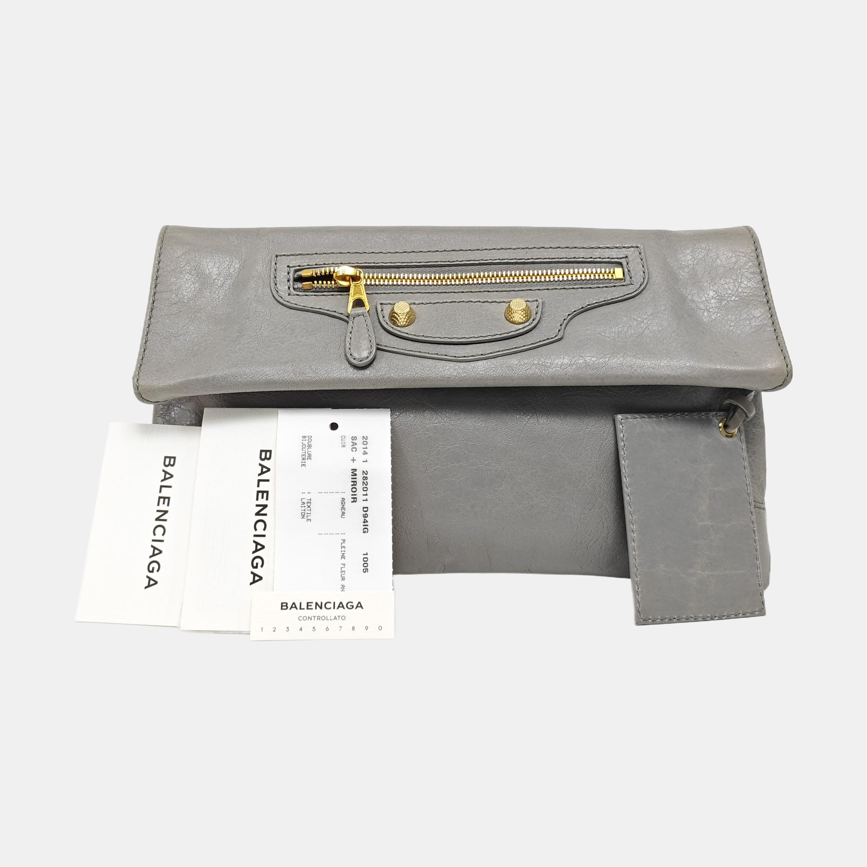 Classic Metallic Edge City Small Calfskin Gray