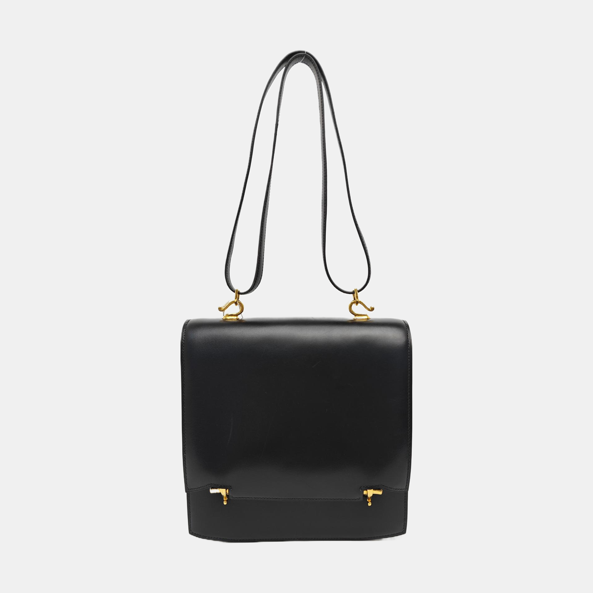 Box Calf Shoulder Bag Black
