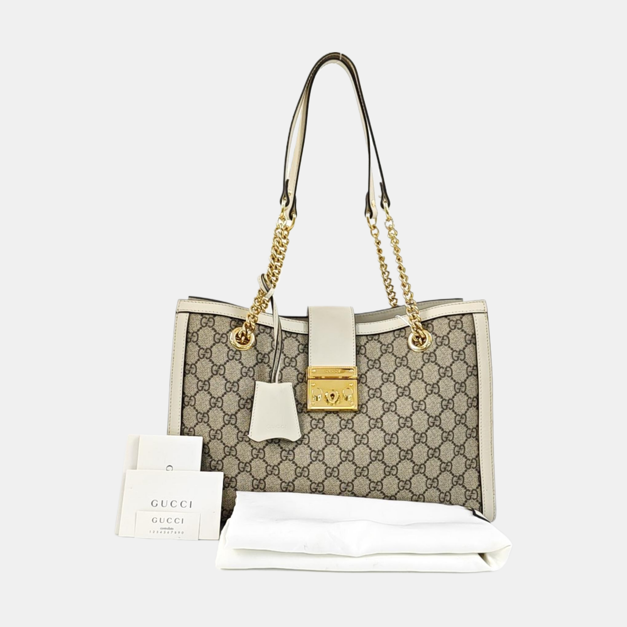 Padlock Medium Monogram Coated Canvas Beige