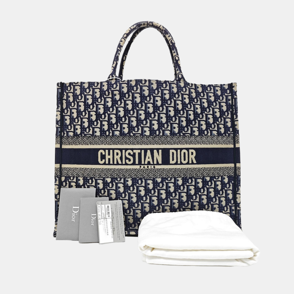 Book Tote Large Oblique Canvas Blue