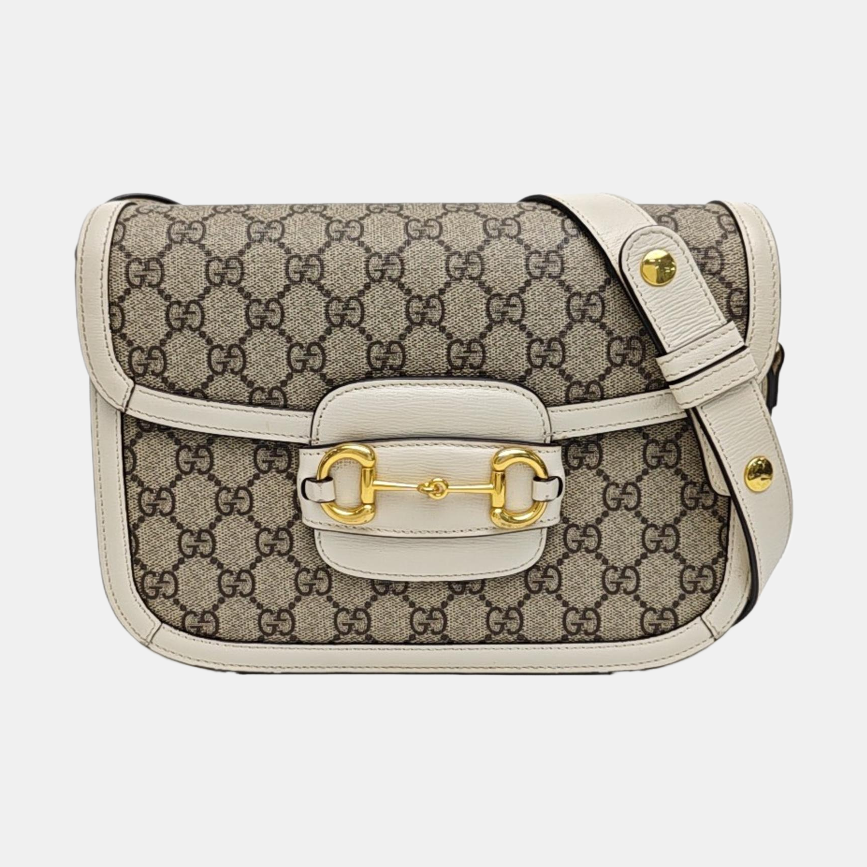 Horsebit 1955 Small Monogram Coated Canvas Beige
