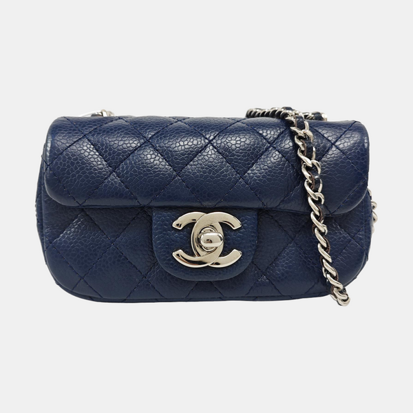 CLASSIC FLAP Quilted Grained Calfskin Blue