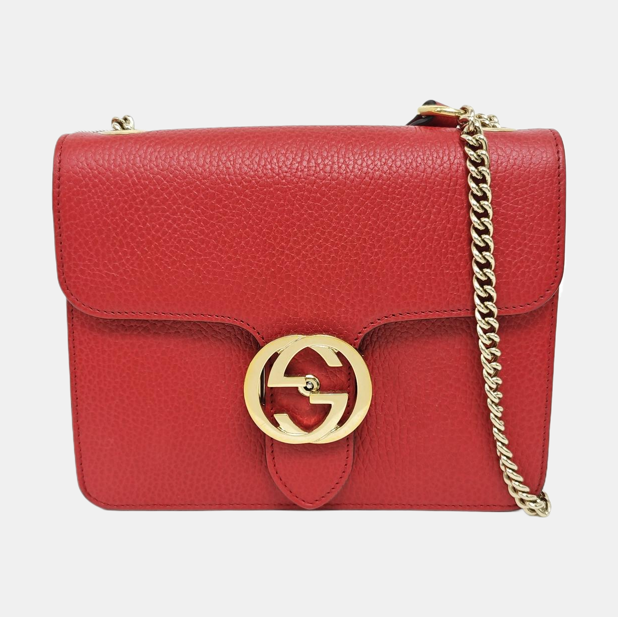 Interlocking G Small Calfskin Red