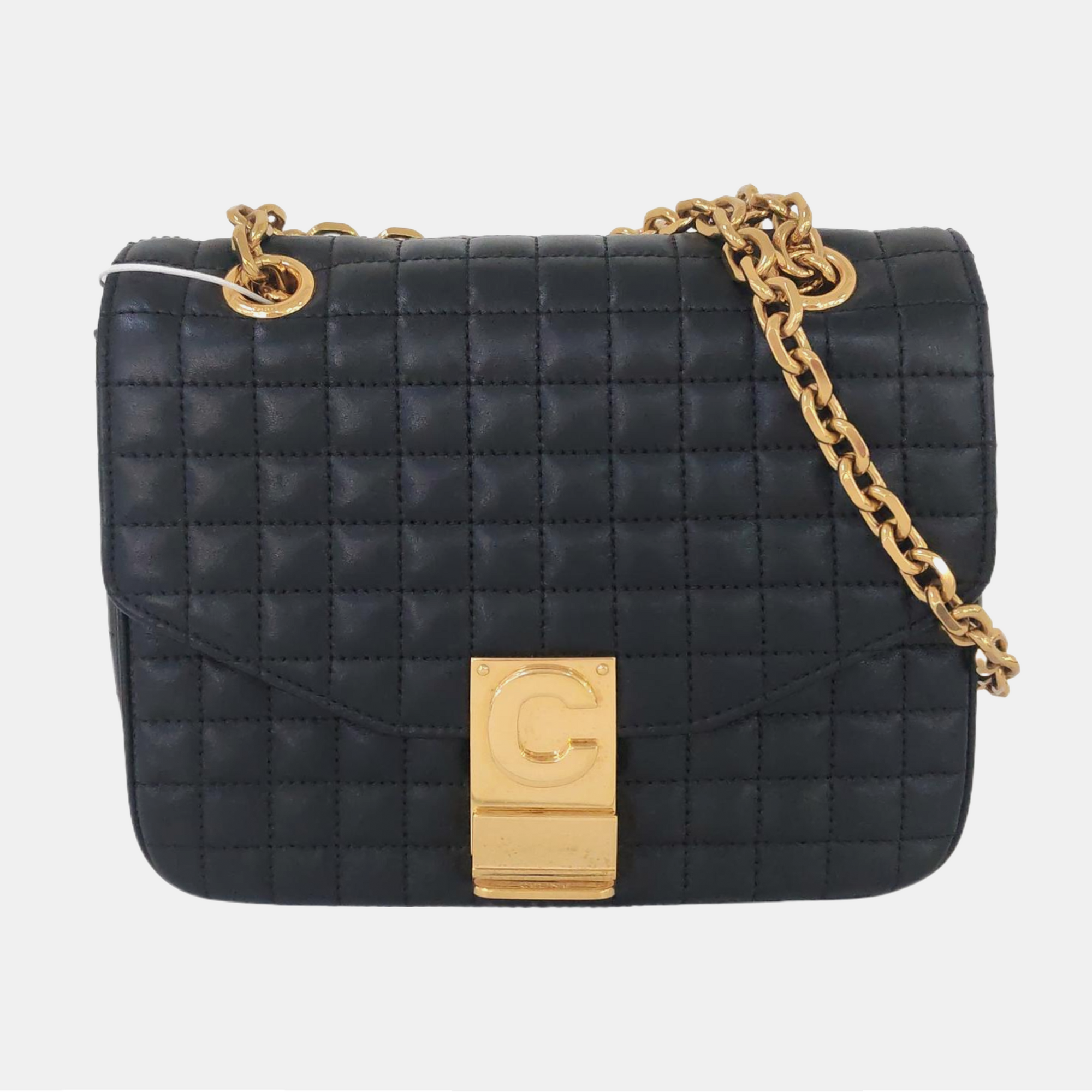C Small Quilted Calfskin Black