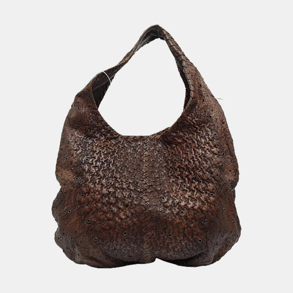 Ostrich Top Handle Bag Brown