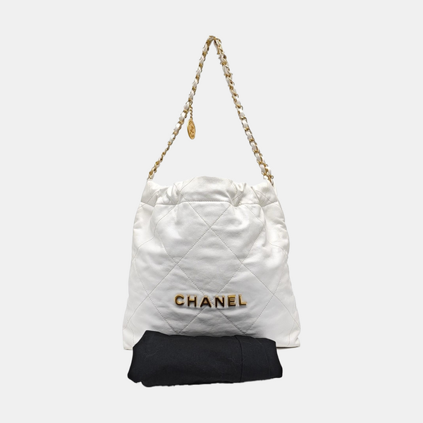 CHANEL 22 Small Quilted Calfskin White