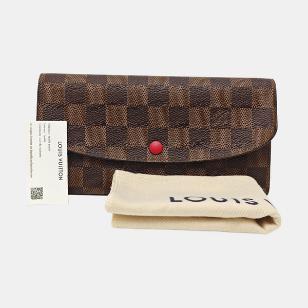 EMILIE Damier Ebene Coated Canvas Brown Wallet