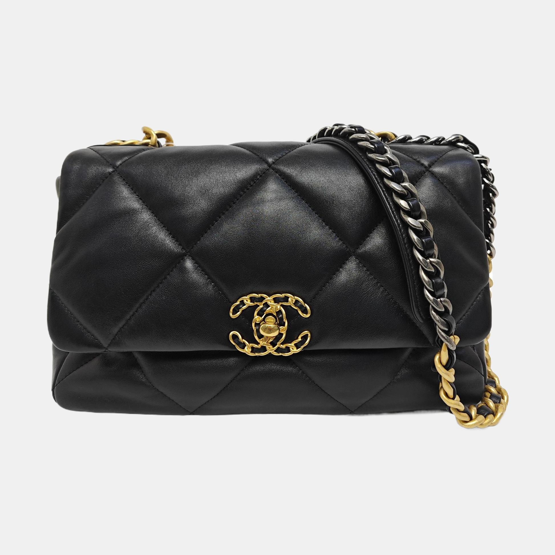 CHANEL 19 Large Quilted Lambskin Black