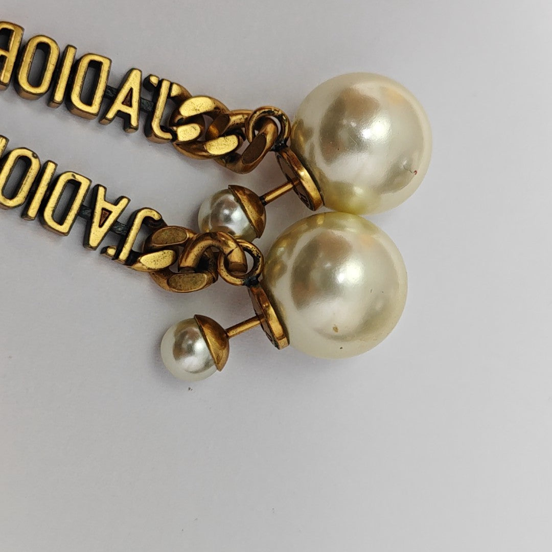 Dior Tribales Metal White Stud Earrings