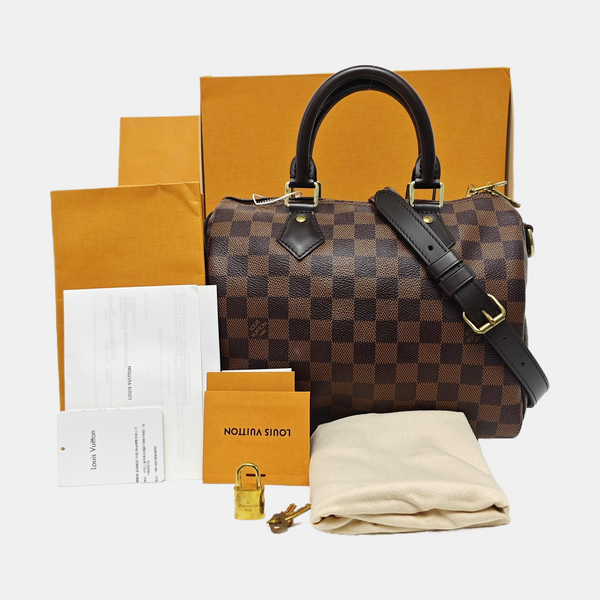 SPEEDY 25 Damier Ebene Coated Canvas Brown