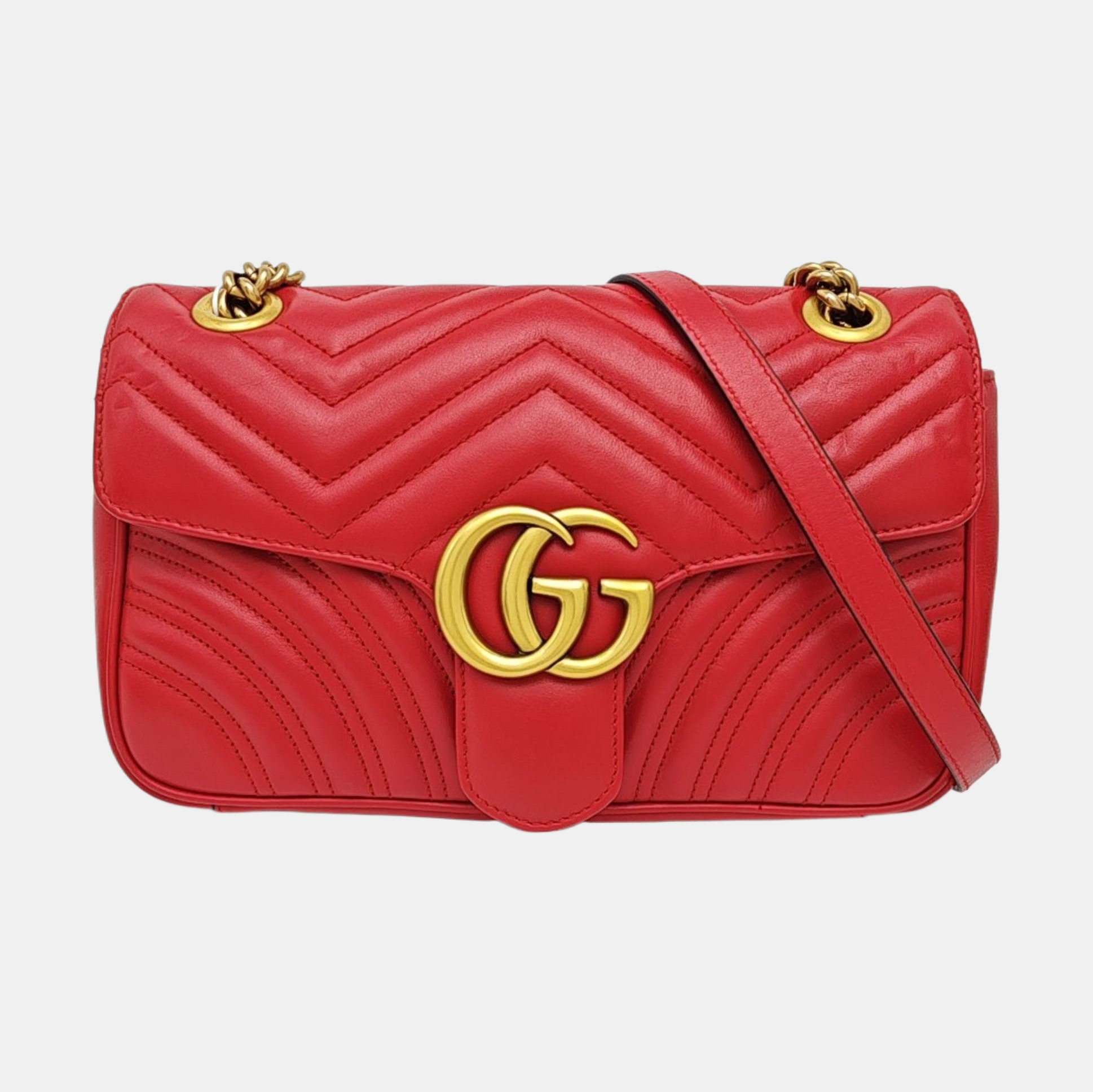 GG Marmont Medium Quilted Calfskin Red