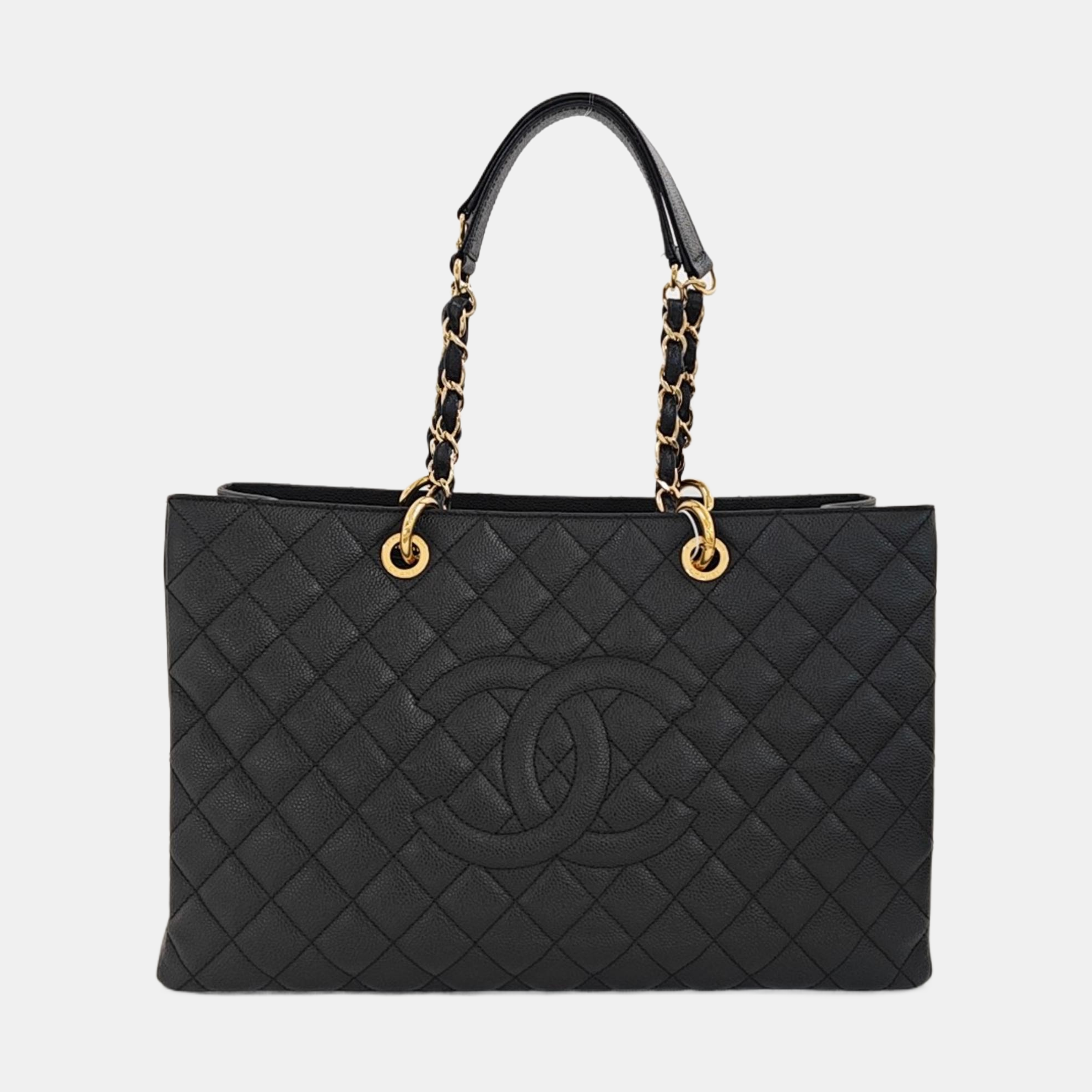 CHANEL GST Extra Large Quilted Grained Calfskin Black