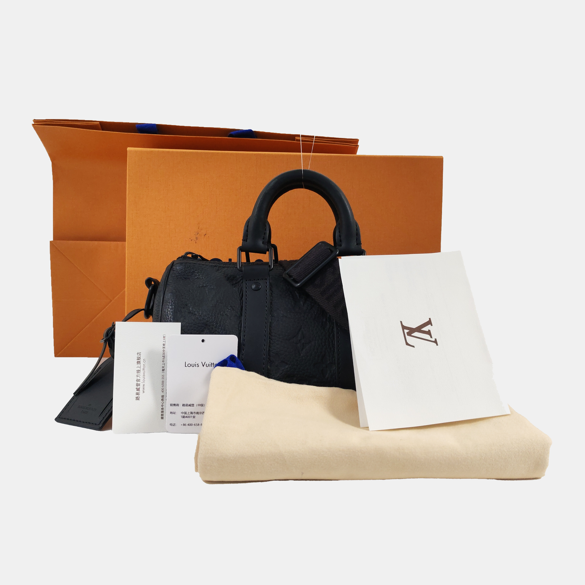 KEEPALL 25 Monogram Calfskin Black