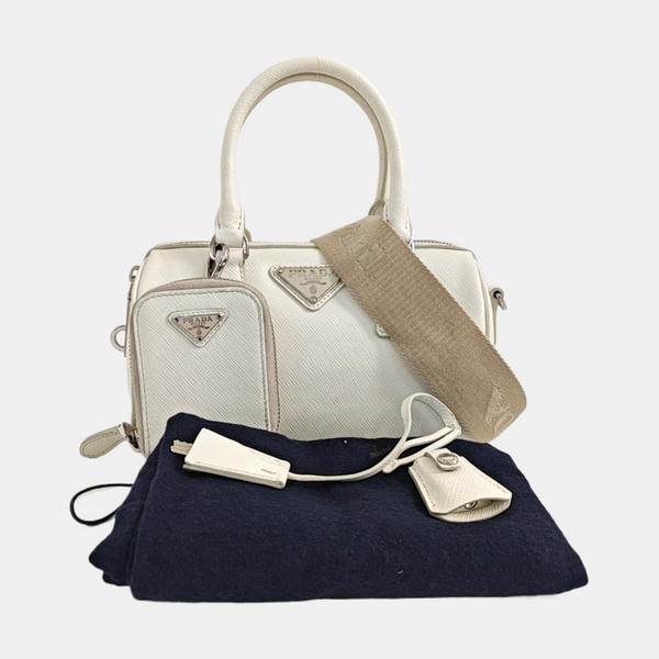 Saffiano Calfskin Shoulder Bag White
