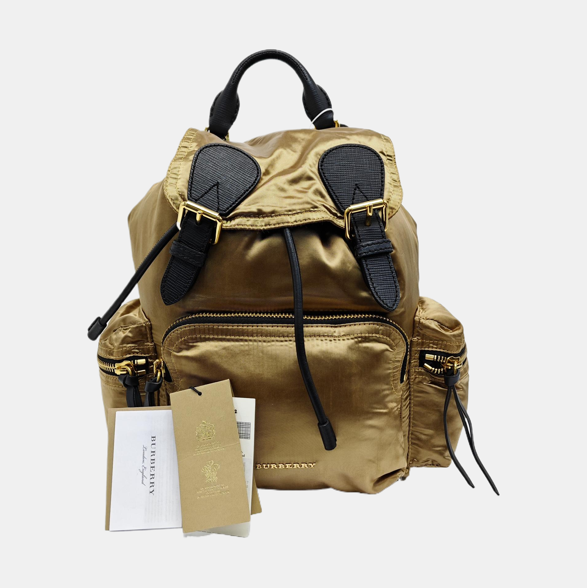 Burberry The Medium Rucksack in Two-tone Nylon and Leather, Yellow