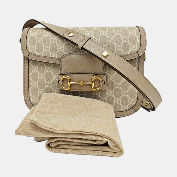 Horsebit 1955 Small Monogram Coated Canvas Beige