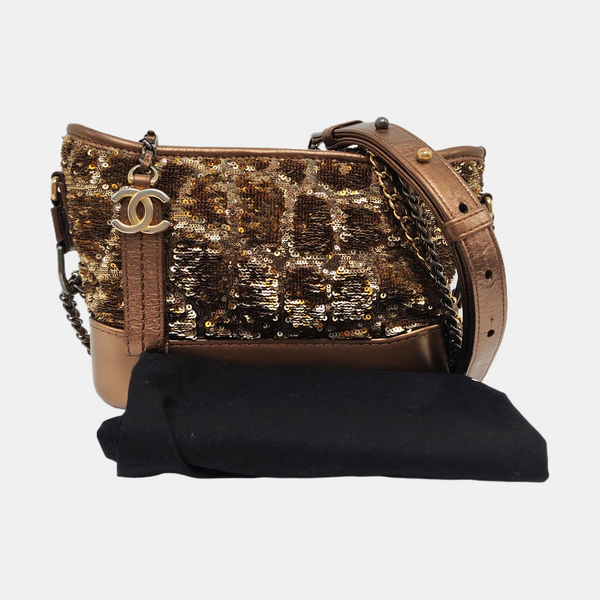 Authenticated pre-owned  GABRIELLE Small Sequins Brown - Shoulder Bag at Looply