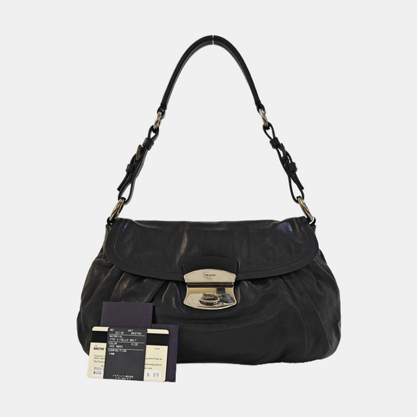 Leather Top Handle Bag Black