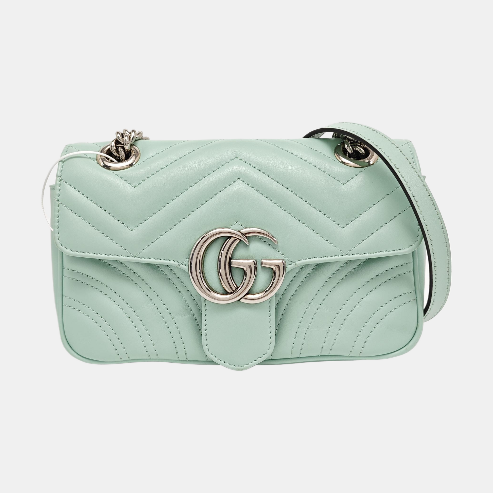 GG Marmont Small Quilted Calfskin Green