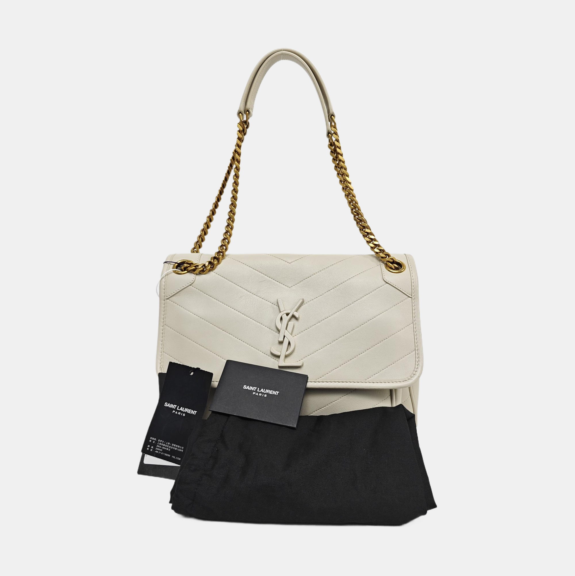 NIKI Medium Chevron Lambskin Gray