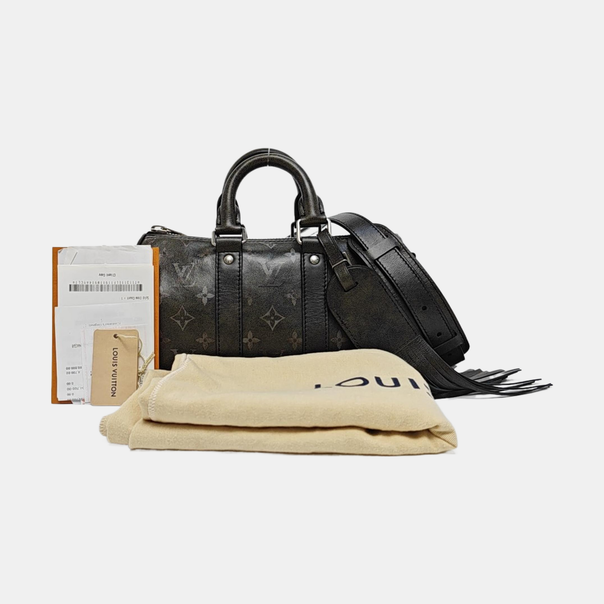 KEEPALL Monogram Calfskin Black