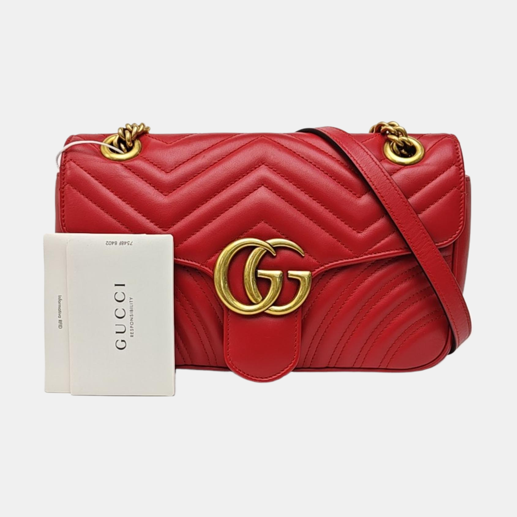 GG Marmont Medium Quilted Calfskin Red