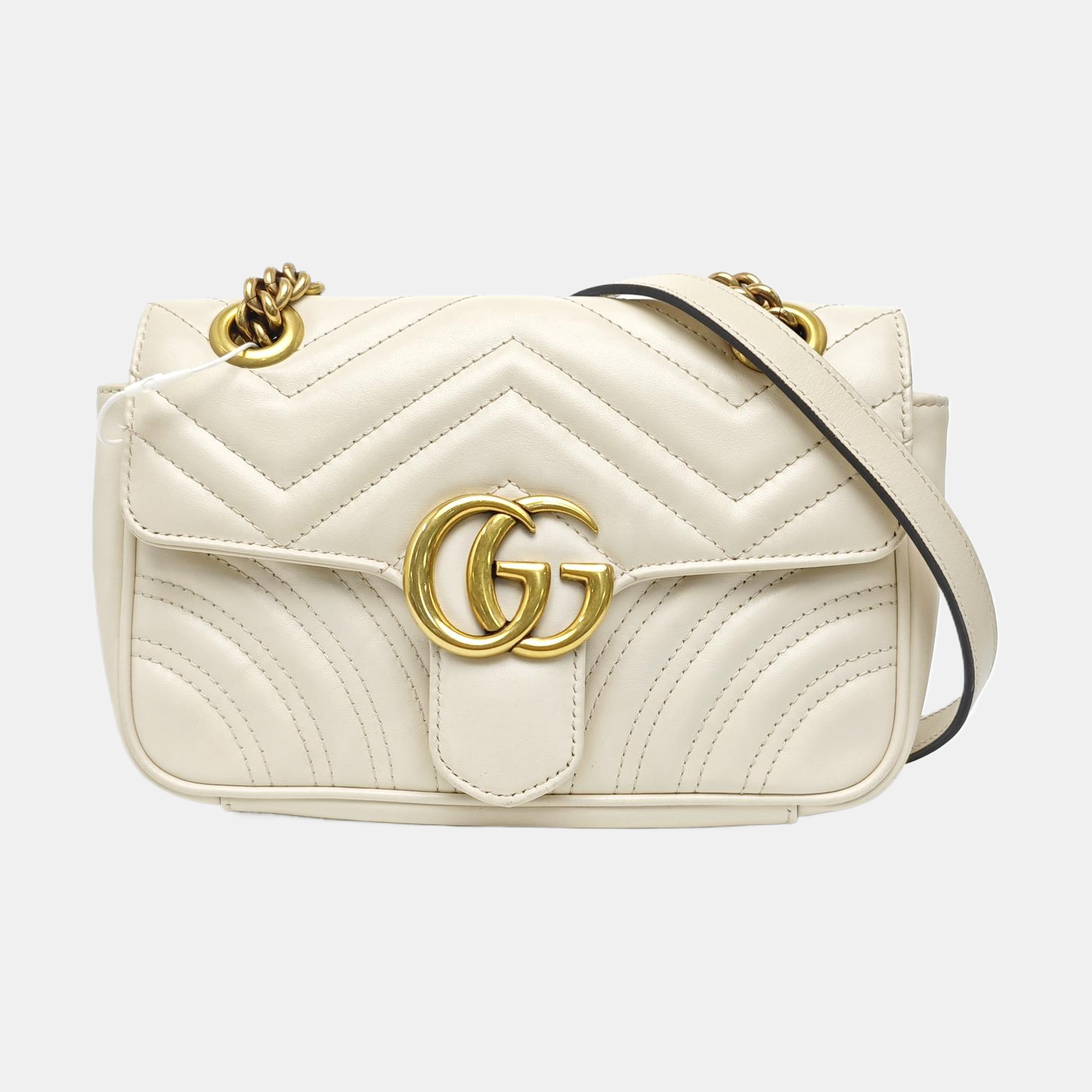 GG Marmont Small Quilted Calfskin White