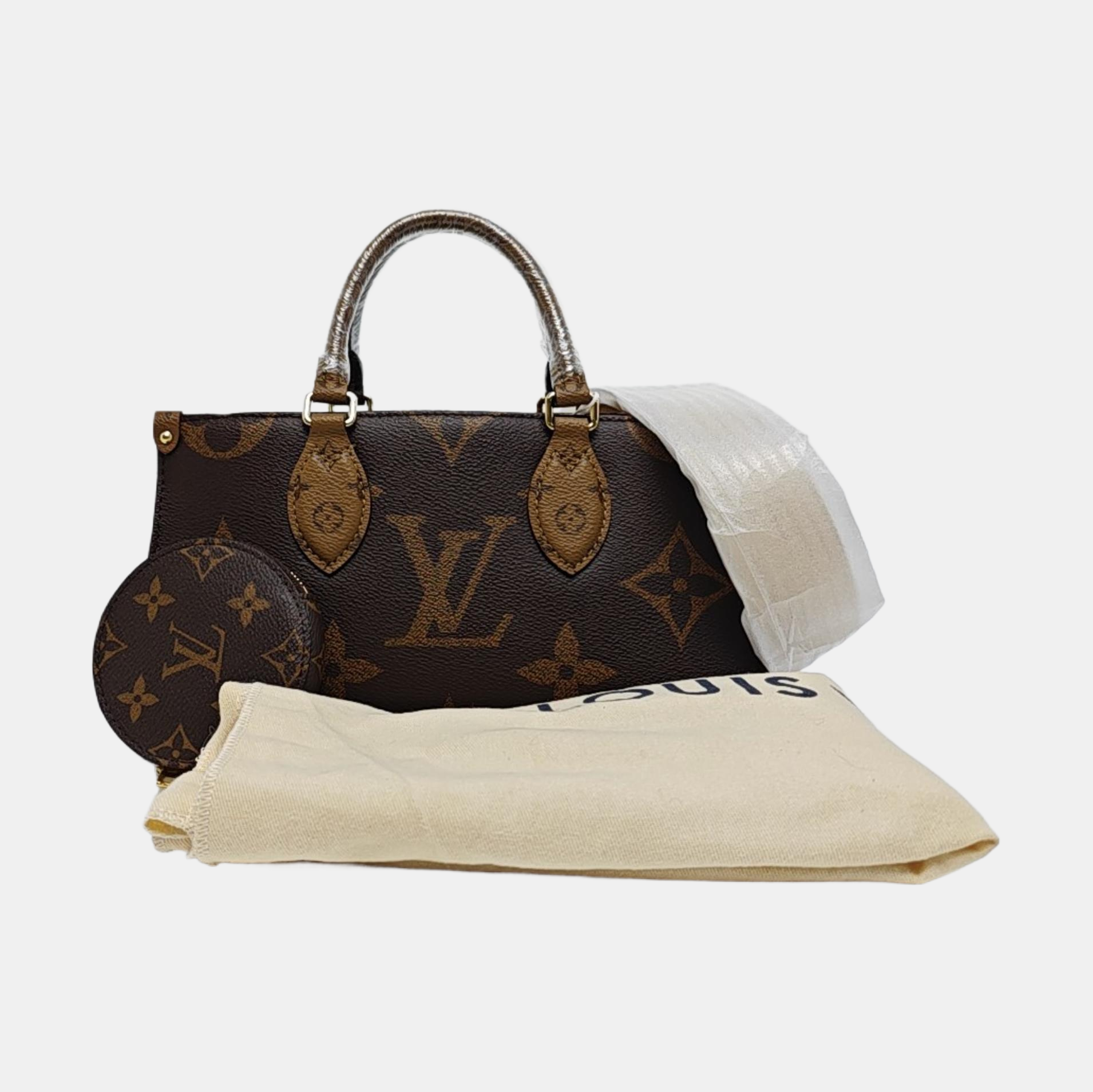 ONTHEGO EAST WEST PM Monogram Coated Canvas Brown