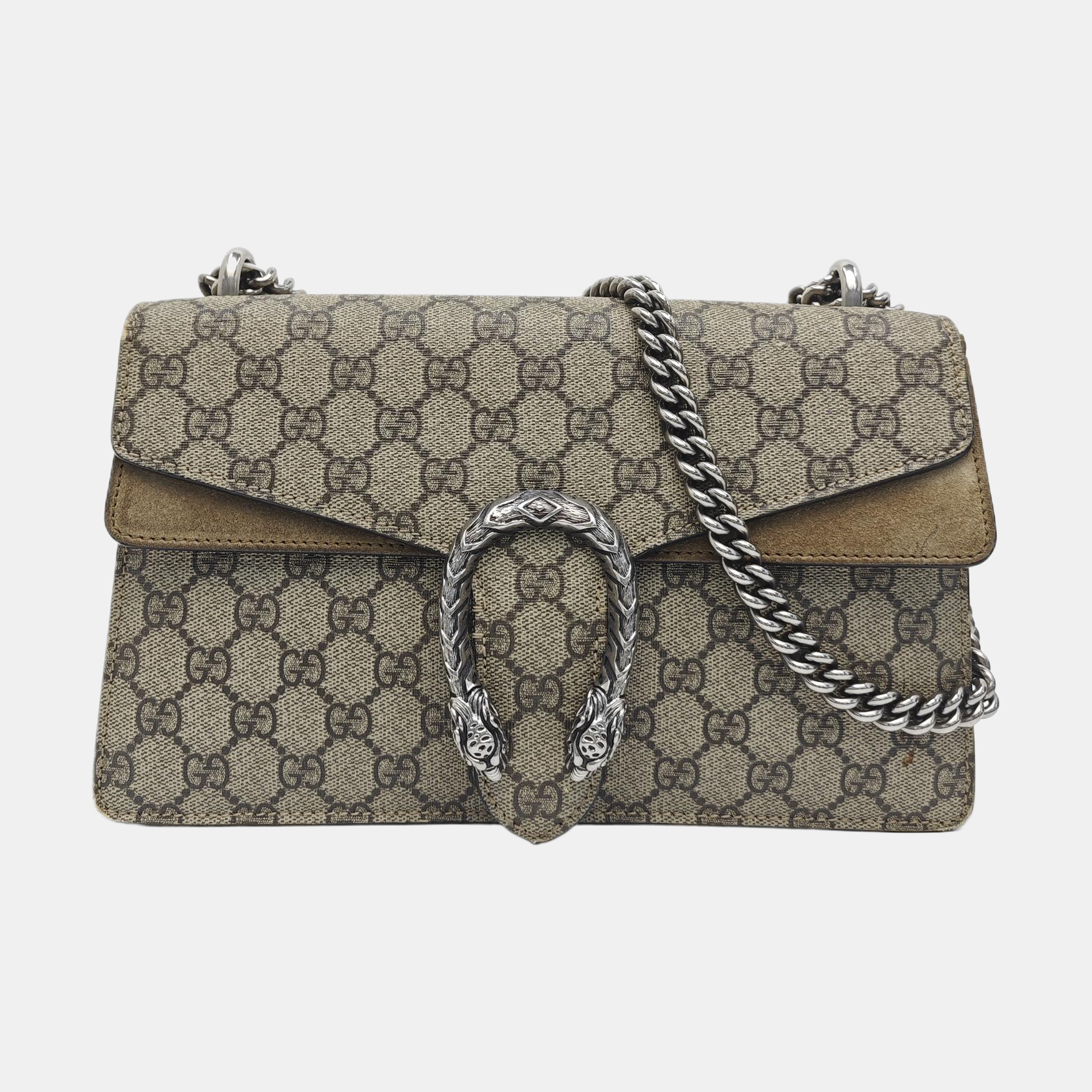 Dionysus Small Monogram Coated Canvas Beige