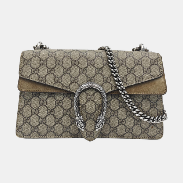 Dionysus Small Monogram Coated Canvas Beige