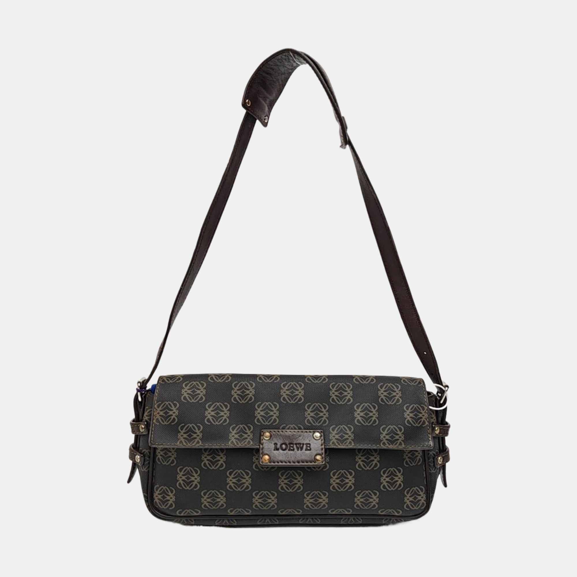 Monogram Coated Canvas Shoulder Bag Black