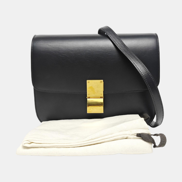 Authenticated pre-owned  CLASSIC BOX Medium Calfskin Black - Crossbody Bag at Looply