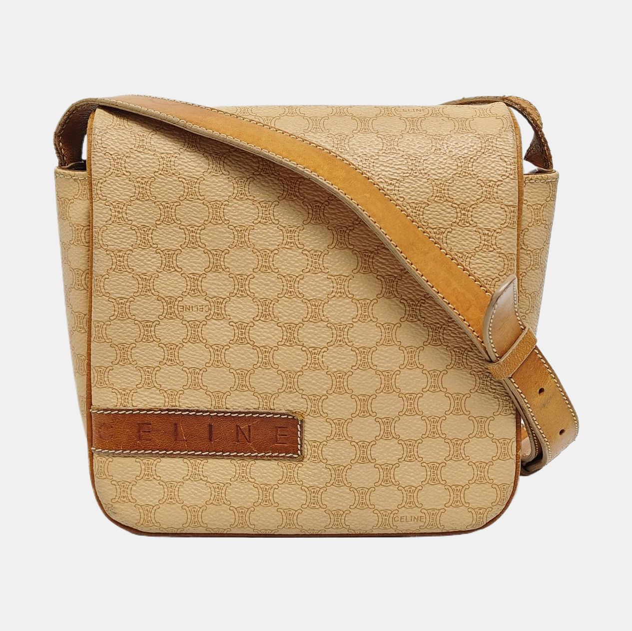 Coated Canvas Shoulder Bag Brown