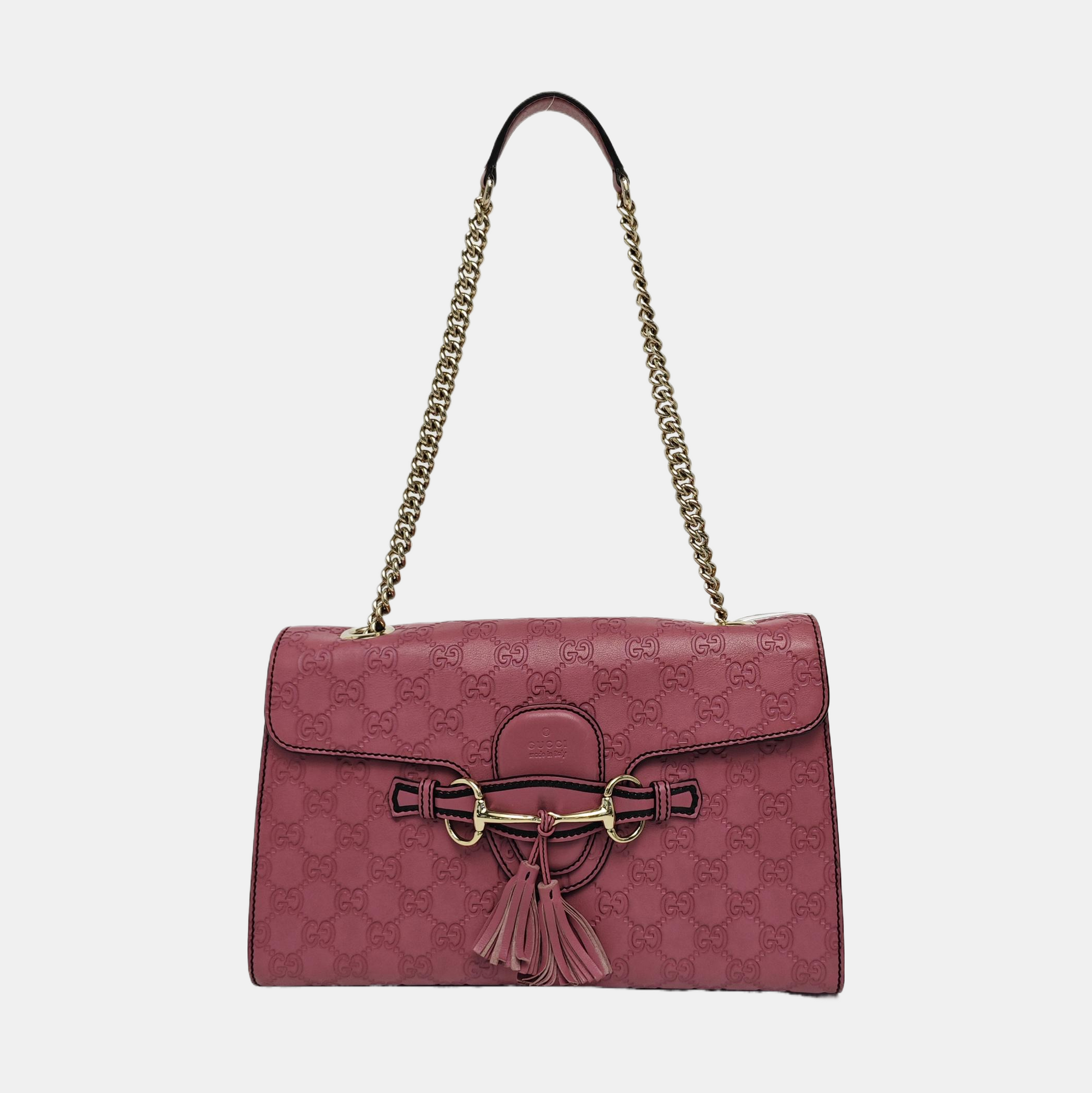 Emily Chain Monogram Calfskin Pink