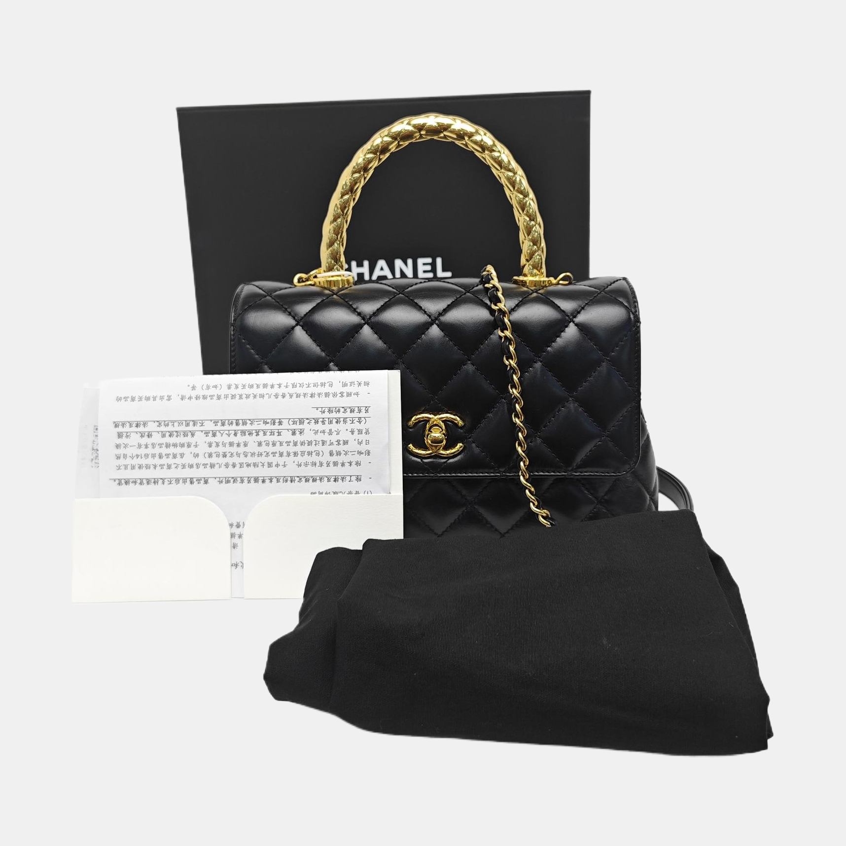 COCO HANDLE Small Quilted Calfskin Black