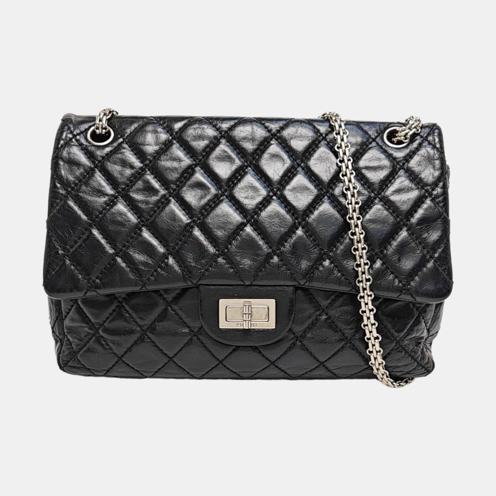 2.55 Maxi Quilted Calfskin Black