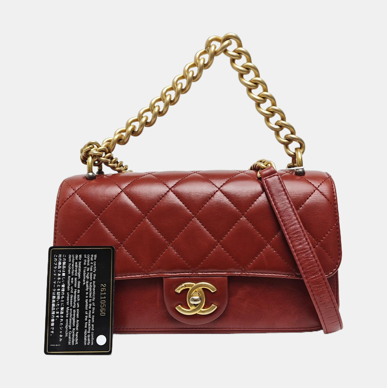 Quilted Calfskin Shoulder Bag Red