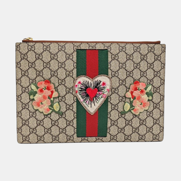 Monogram Coated Canvas Clutch Beige