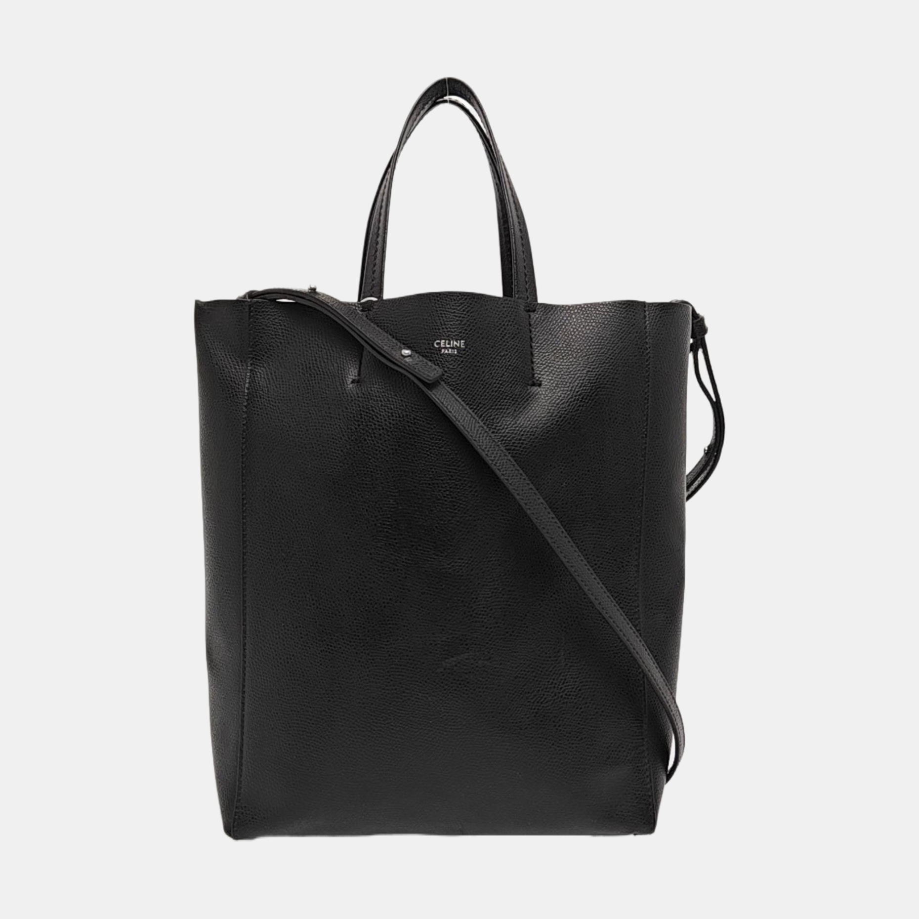 Authenticated pre-owned  VERTICAL CABAS Small Calfskin Black - Tote Bag at Looply