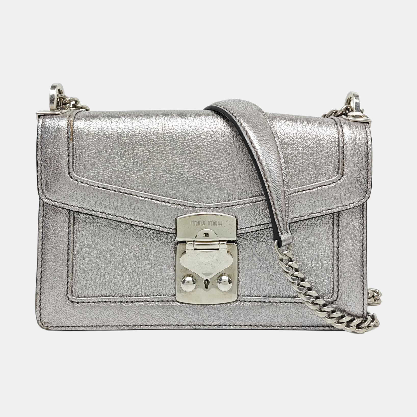 Miu Confidential Calfskin Silver