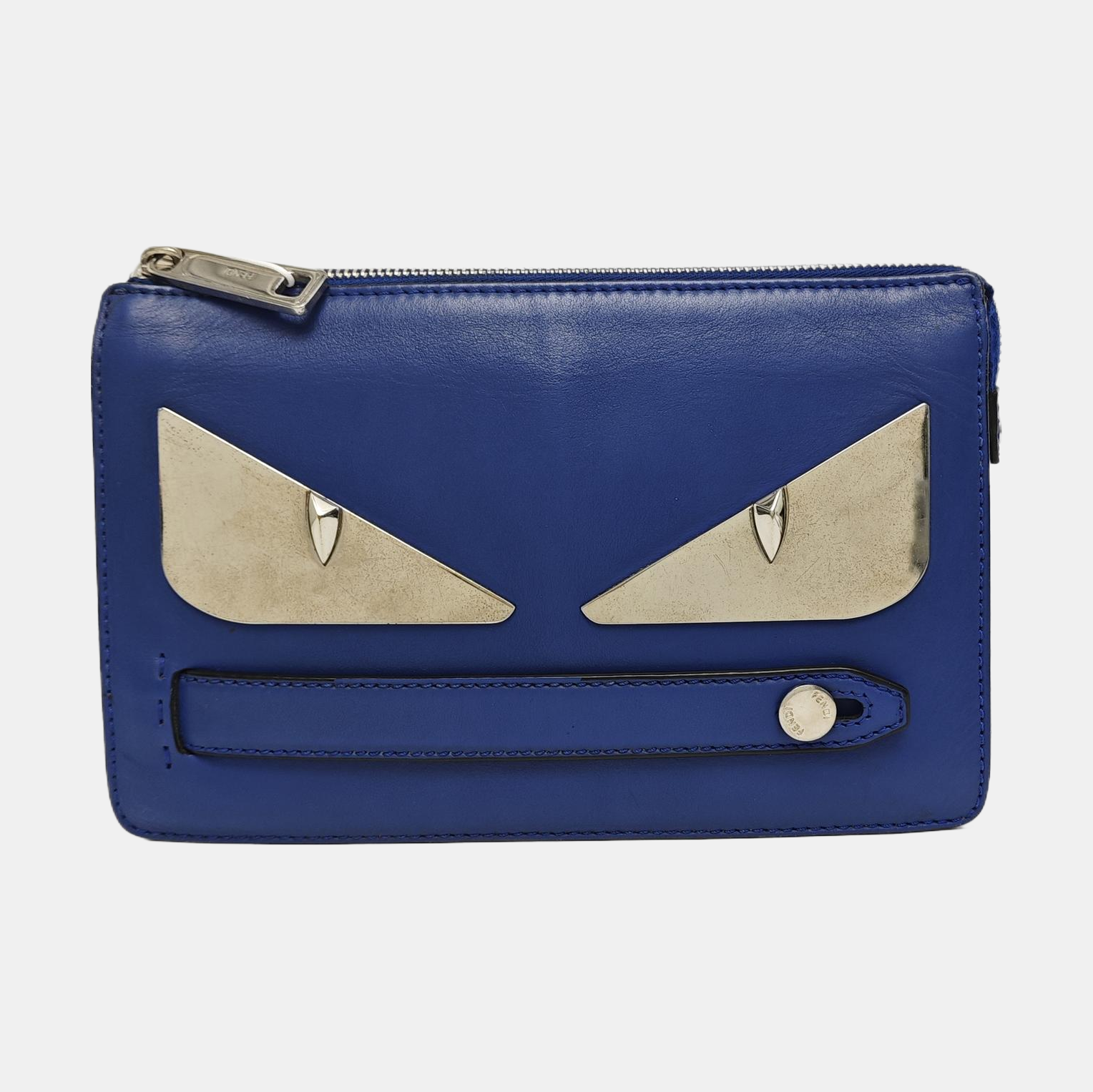 Authenticated pre-owned  Monster Calfskin Blue - Clutch at Looply